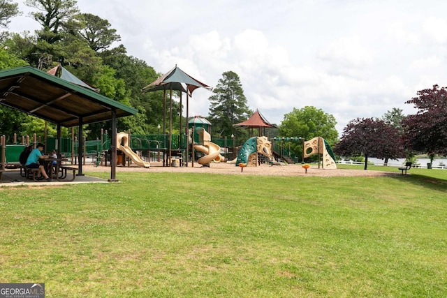 communal playground with a yard