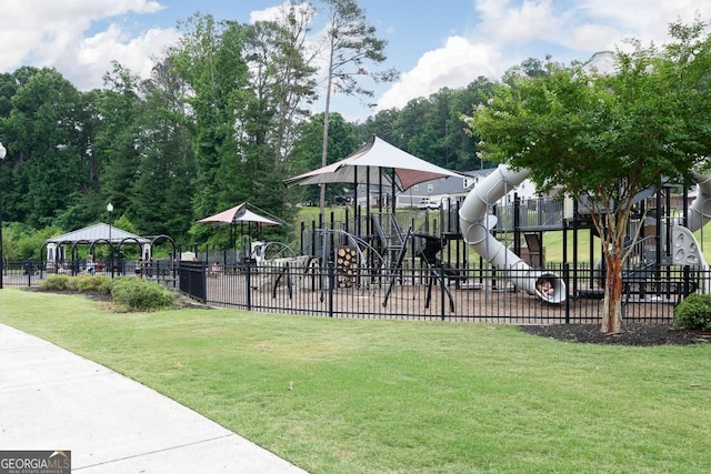 community playground featuring a gazebo