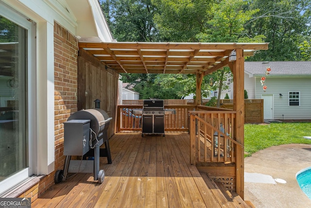 5401 Rosser Rd, Tucker, GA 30087 - wooden terrace with grilling area