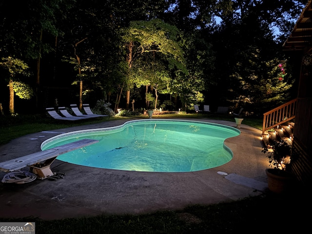 5401 Rosser Rd, Tucker, GA 30087 - swimming pool featuring a diving board and a patio area