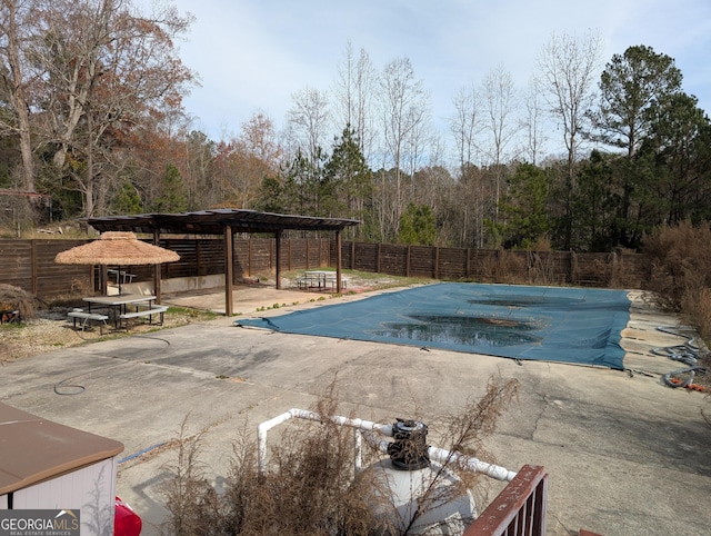 5700 Miles Rd, South Fulton, GA 30349 - view of swimming pool featuring a patio area, a fenced backyard, and a pergola