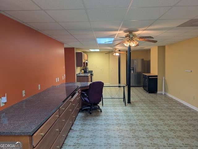 5700 Miles Rd, South Fulton, GA 30349 - home office featuring a ceiling fan, a drop ceiling, and baseboards