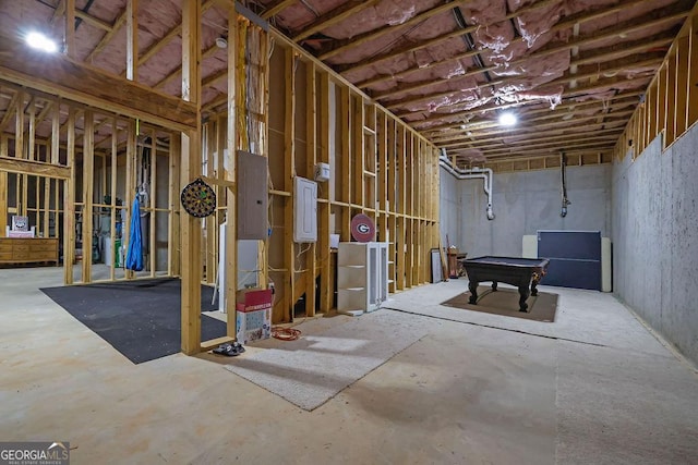 8745 Hightower Rdg, Ball Ground, GA 30107 - below grade area featuring electric panel and billiards