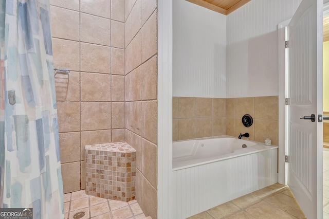 346 Rest Haven Rd, Thomaston, GA 30286 - bathroom featuring a bath, tile patterned flooring, and curtained shower