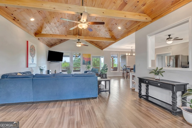346 Rest Haven Rd, Thomaston, GA 30286 - living room with ceiling fan, wood ceiling, light wood-type flooring, and baseboards