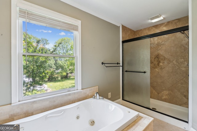2055 Cactus Ln, Cumming, GA 30040 - bathroom featuring a whirlpool tub and a shower stall