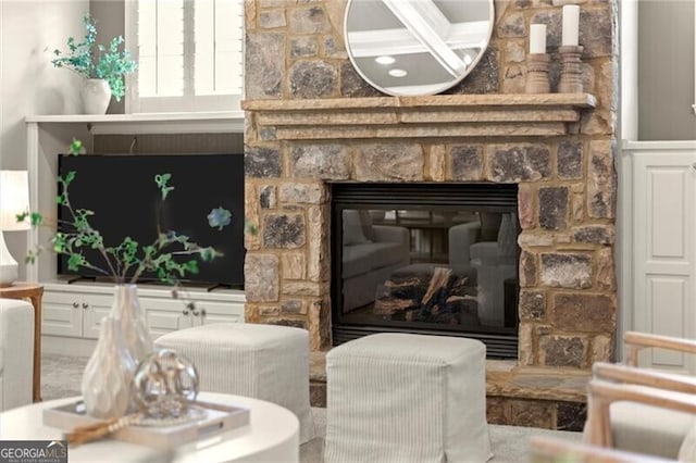 1286 Whisper Cove Dr, Buford, GA 30518 - living area featuring a fireplace