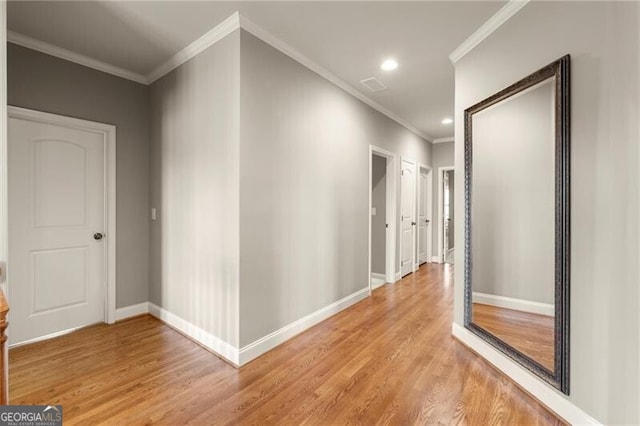 1286 Whisper Cove Dr, Buford, GA 30518 - corridor with crown molding, light wood-style floors, and recessed lighting