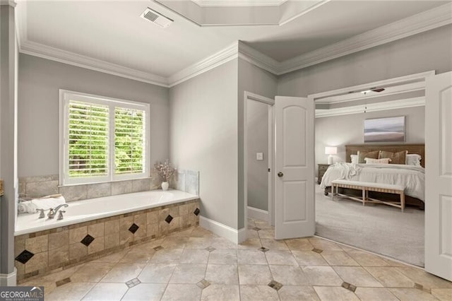 1286 Whisper Cove Dr, Buford, GA 30518 - full bathroom featuring ornamental molding, tile patterned floors, a bath, and ensuite bath
