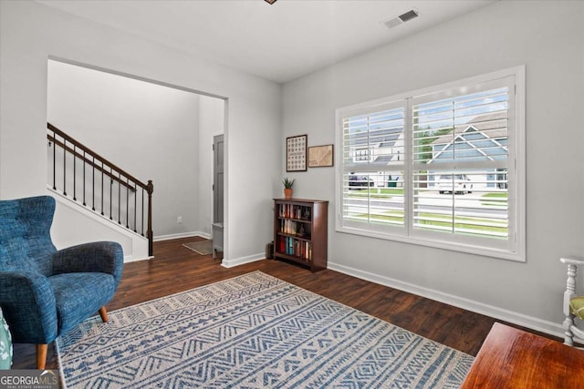 123 Cedar Park Way, Carrollton, GA 30117 - sitting room featuring wood finished floors, stairway, and baseboards