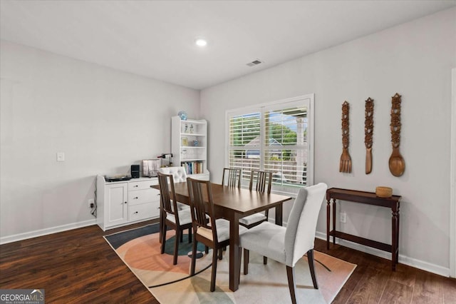 123 Cedar Park Way, Carrollton, GA 30117 - dining room with dark wood-style flooring, baseboards, and recessed lighting