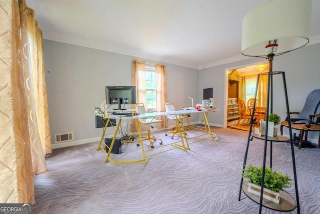 5293 Sandy Shoals Ln, Stone Mountain, GA 30087 - office featuring carpet floors, crown molding, and baseboards