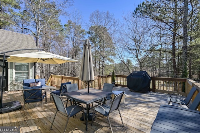 9001 E Carroll Rd, Winston, GA 30187 - wooden terrace with outdoor dining space