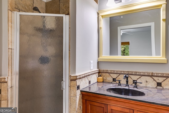 921 Oak Dr, Woodstock, GA 30189 - bathroom featuring a shower stall and vanity