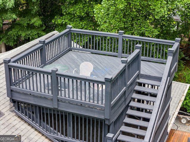 921 Oak Dr, Woodstock, GA 30189 - wooden terrace with stairs