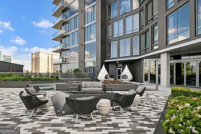 3107 Peachtree Rd NE Unit 2003Aka Ph3, Atlanta, GA 30305 - view of patio featuring an outdoor hangout area and a view of city