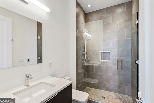 3107 Peachtree Rd NE Unit 2003Aka Ph3, Atlanta, GA 30305 - full bath with vanity, a stall shower, toilet, and recessed lighting