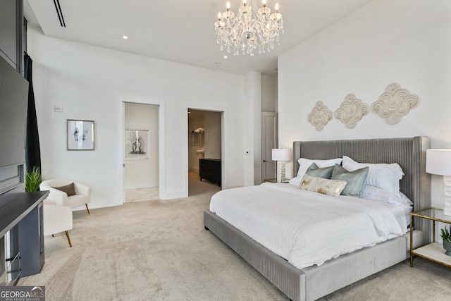 3107 Peachtree Rd NE Unit 2003Aka Ph3, Atlanta, GA 30305 - bedroom with light colored carpet, a chandelier, and baseboards