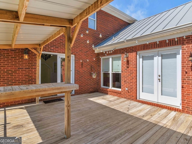 deck featuring french doors