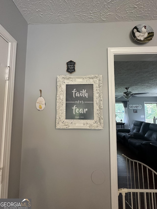 188 Mayapple Gln, Dawsonville, GA 30534 - detailed view of a textured ceiling and a ceiling fan