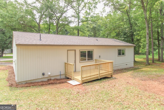 330 Stonehenge Way, Athens, GA 30606 - rear view of house with a deck, crawl space, a shingled roof, and a lawn