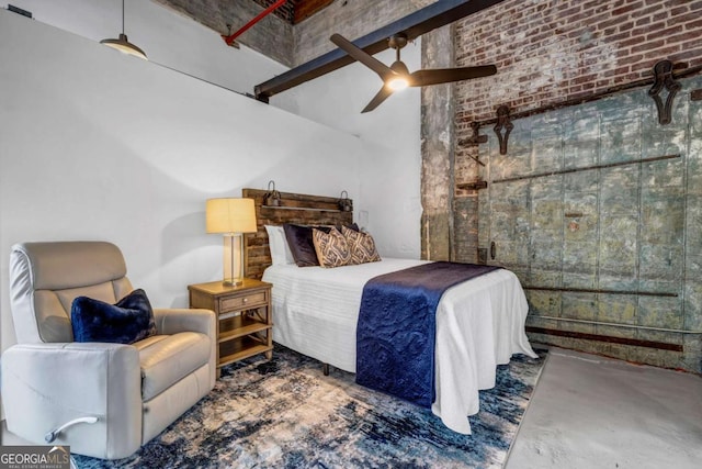 650 Glen Iris Dr NE Unit 27, Atlanta, GA 30308 - bedroom with a high ceiling and ceiling fan