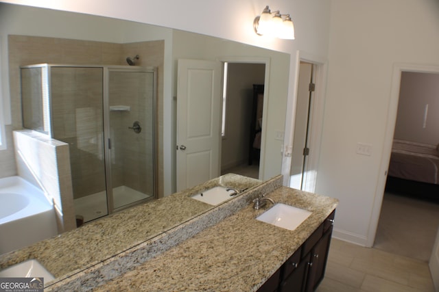 878 W Union Grove Cir, Auburn, GA 30011 - full bathroom with ensuite bathroom, vanity, a shower stall, and a bath