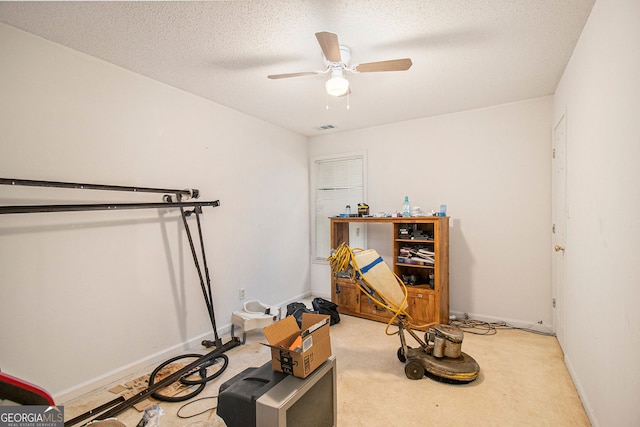 4732 Browns Mill Ferry Rd, Lithonia, GA 30038 - misc room with ceiling fan, carpet floors, baseboards, and a textured ceiling