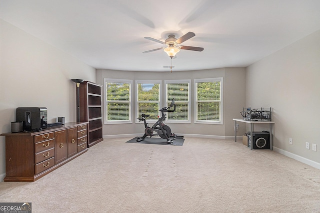 4815 Edgemoore Trce, Cumming, GA 30040 - workout area featuring ceiling fan and carpet flooring
