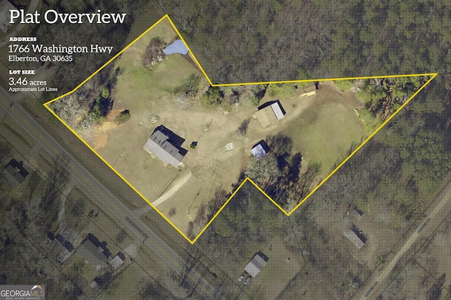 1766 Washington Hwy, Elberton, GA 30635 - map of property location with property boundaries highlighted