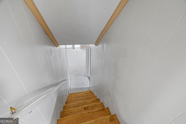 1766 Washington Hwy, Elberton, GA 30635 - stairway featuring a textured ceiling
