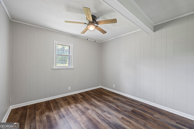 1766 Washington Hwy, Elberton, GA 30635 - spare room with dark wood-type flooring, ceiling fan, ornamental molding, and baseboards