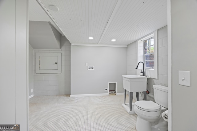 1766 Washington Hwy, Elberton, GA 30635 - bathroom with toilet, recessed lighting, and wood ceiling
