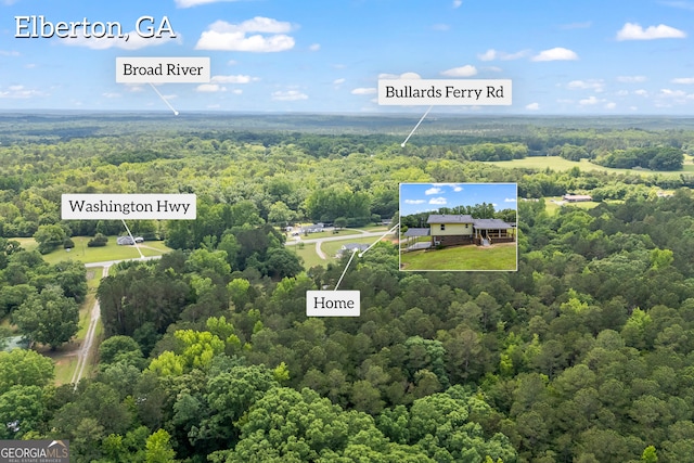 1766 Washington Hwy, Elberton, GA 30635 - aerial view of property's location featuring a heavily wooded area and property parcel outlined