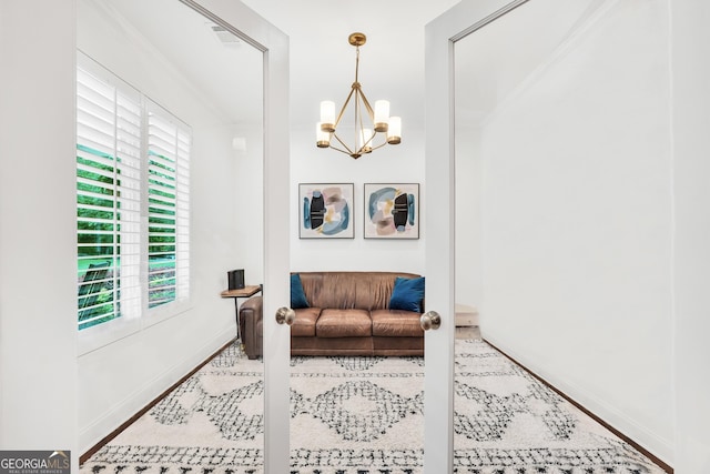377 Parker Rd, Mcdonough, GA 30252 - sitting room with a chandelier and baseboards