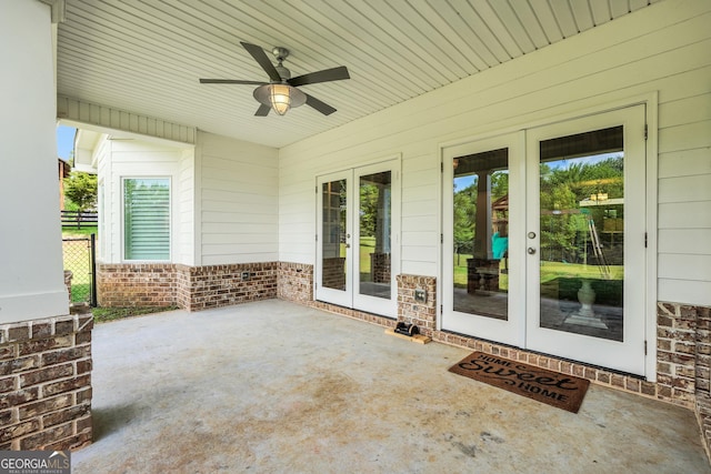 377 Parker Rd, Mcdonough, GA 30252 - view of patio / terrace featuring french doors and a ceiling fan