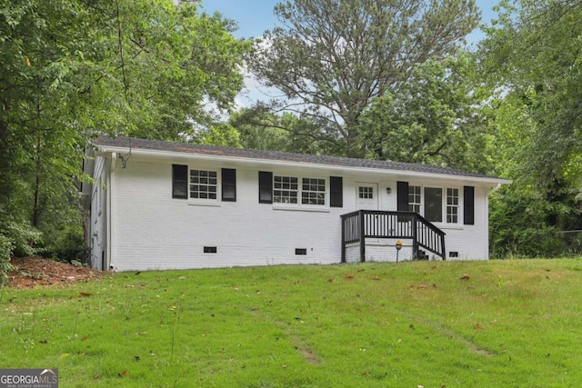 2765 Ocean Valley Dr, Atlanta, GA 30349 - ranch-style home with crawl space, a front yard, and brick siding