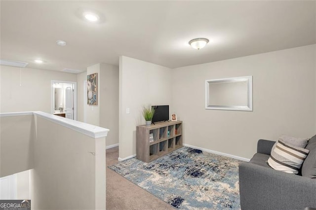 104 Auburn Xing, Auburn, GA 30011 - carpeted living room featuring attic access and recessed lighting