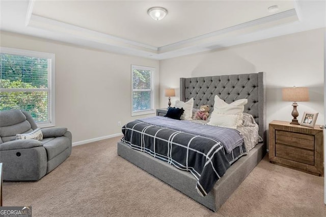 104 Auburn Xing, Auburn, GA 30011 - bedroom with a tray ceiling, carpet flooring, multiple windows, and crown molding