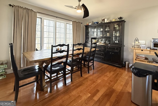 297 Old Clarkesville Mill Rd, Clarkesville, GA 30523 - dining space featuring wood finished floors and ceiling fan