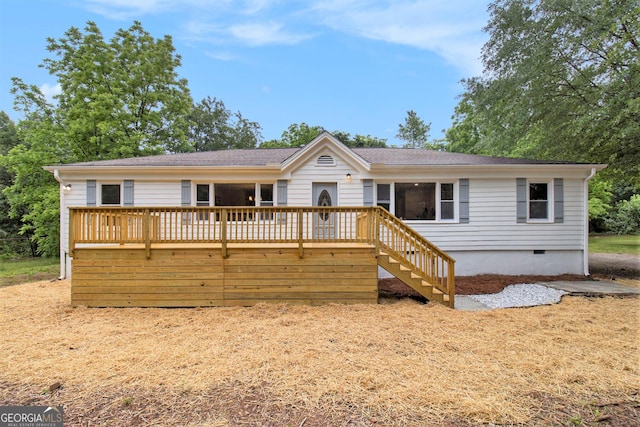 522 Stell Rd, Woodstock, GA 30188 - single story home with a deck, crawl space, and stairs