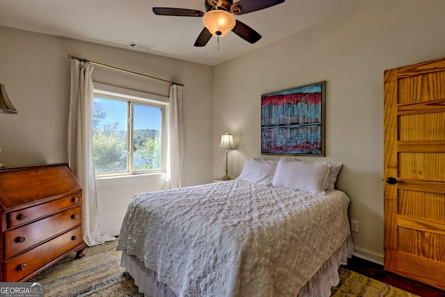 4610 Murray Cove Rd, Tiger, GA 30576 - bedroom featuring baseboards, wood finished floors, and ceiling fan