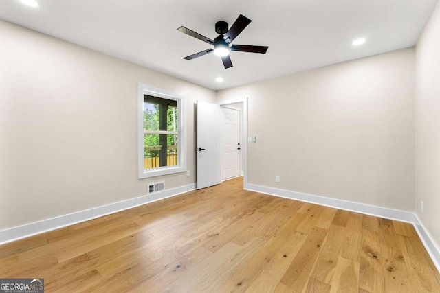 4043 Chedworth Way, Stone Mountain, GA 30083 - spare room featuring baseboards, light wood-style flooring, recessed lighting, and ceiling fan