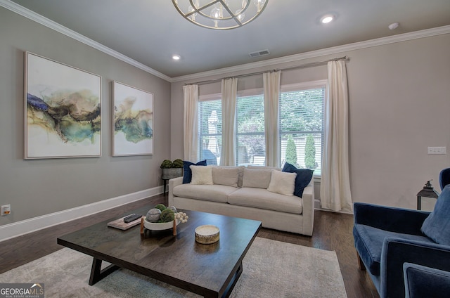 2657 Cedar Pine Way, Atlanta, GA 30360 - living room featuring ornamental molding, wood finished floors, and recessed lighting