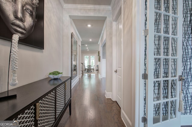 2657 Cedar Pine Way, Atlanta, GA 30360 - hall with ornamental molding, wood finished floors, and recessed lighting