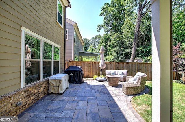 2657 Cedar Pine Way, Atlanta, GA 30360 - fenced backyard with a patio area, grilling area, and outdoor lounge area
