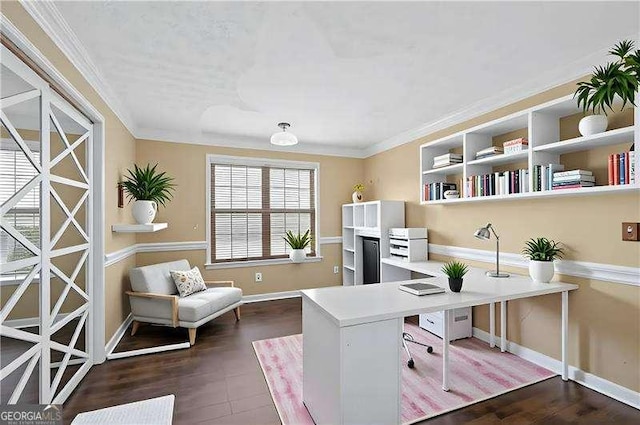 152 Maxton Ave, Dallas, GA 30132 - office featuring crown molding and dark wood-type flooring