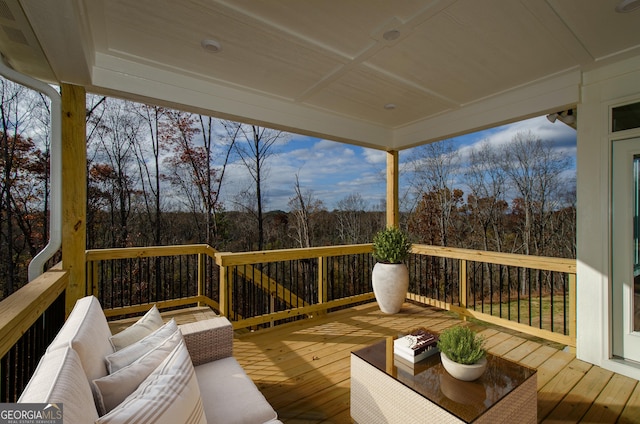 8555 Scenic Ridge Way, Ball Ground, GA 30107 - wooden deck with outdoor lounge area