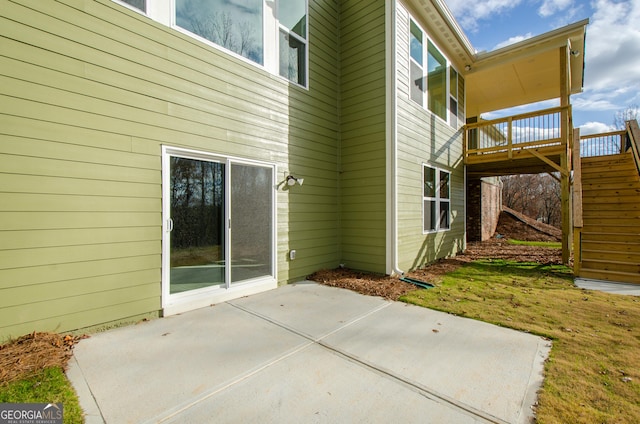 8555 Scenic Ridge Way, Ball Ground, GA 30107 - view of patio with stairs and a wooden deck