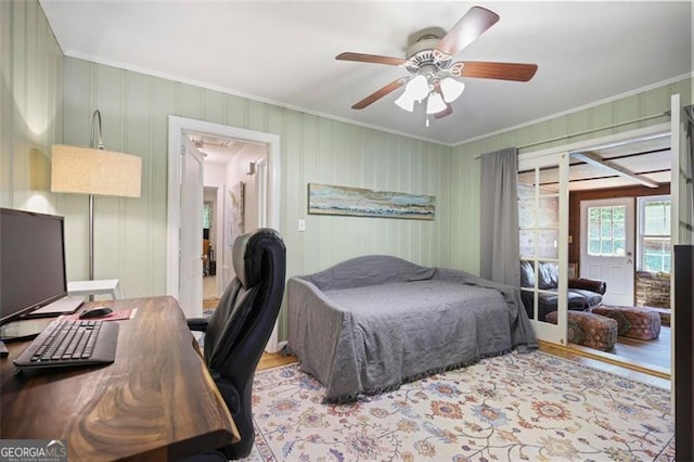 184 Rambo Pl SW, Marietta, GA 30064 - bedroom featuring crown molding, a desk, wood finished floors, and ceiling fan